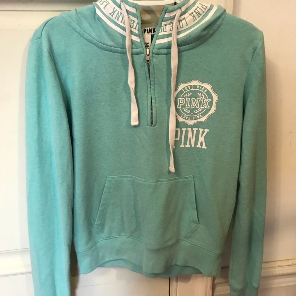 PINK hoodie in teal
